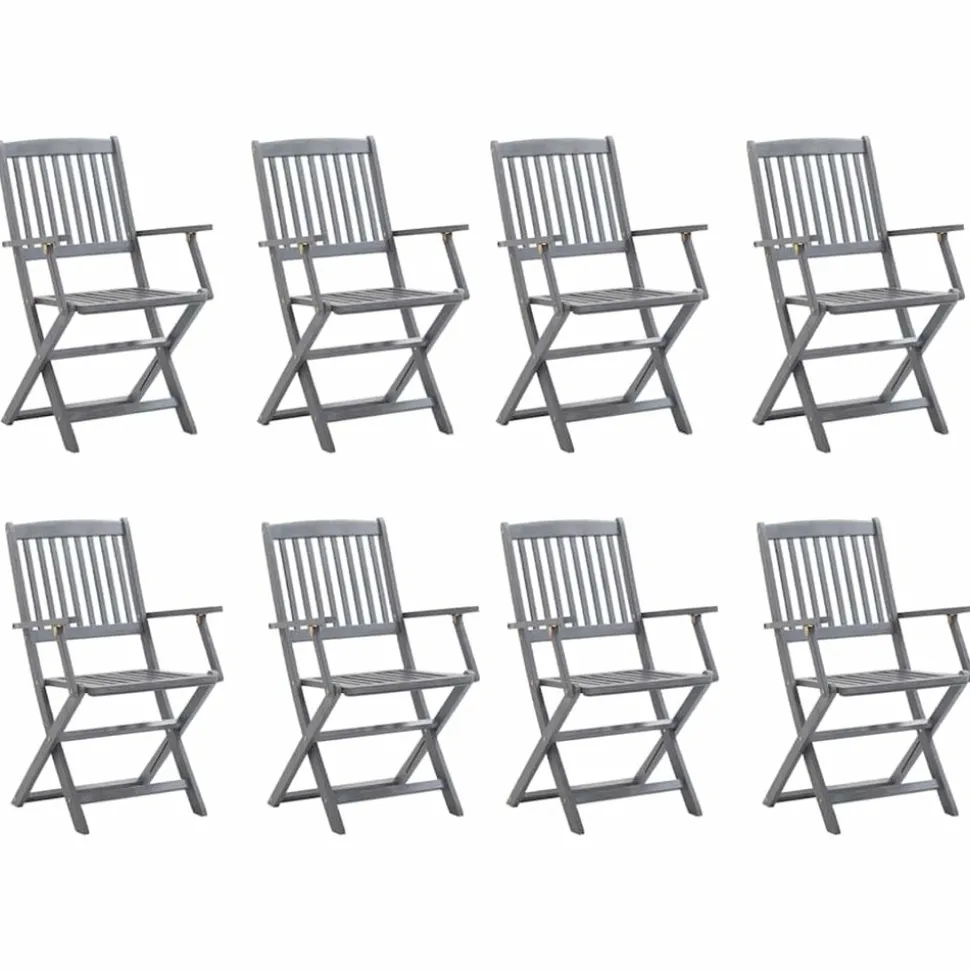 MAISON EXCLUSIVE - Chaises pliables d'extérieur lot de 8 et coussins bois d'acacia