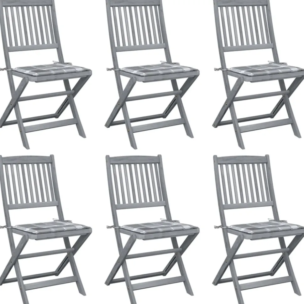 MAISON EXCLUSIVE - Chaises pliables d'extérieur lot de 6 et coussins bois d'acacia