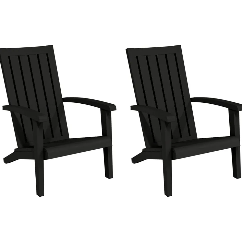 MAISON EXCLUSIVE - Chaises de jardin adirondack lot de 2 noir polypropylène
