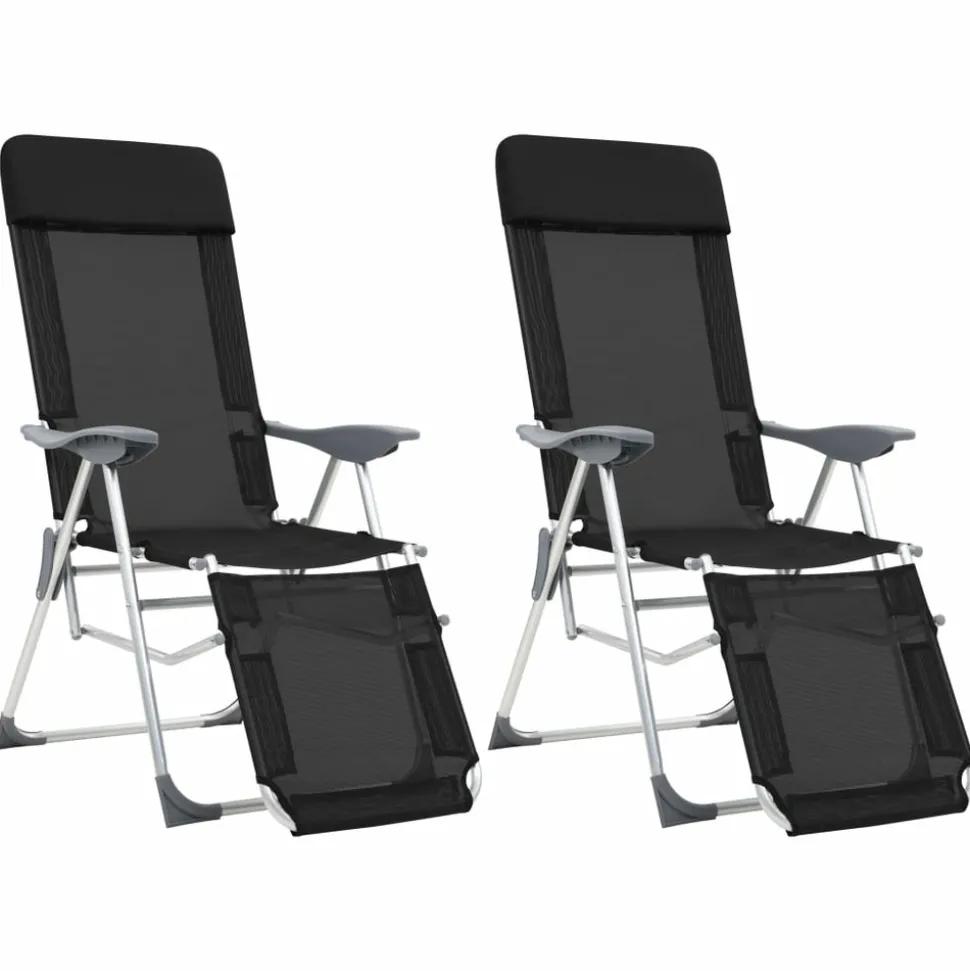 MAISON EXCLUSIVE - Chaises de camping pliantes et repose-pied lot de 2 textilène
