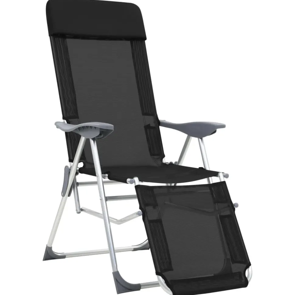 MAISON EXCLUSIVE - Chaises de camping pliantes et repose-pied lot de 2 textilène