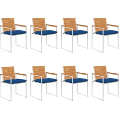 MAISON EXCLUSIVE - Chaises de jardin lot de 8 avec coussins bois d'acacia massif