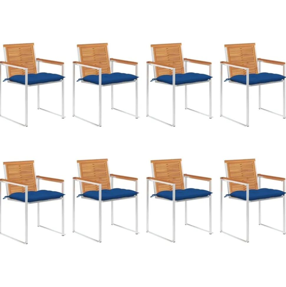 MAISON EXCLUSIVE - Chaises de jardin lot de 8 avec coussins bois d'acacia massif
