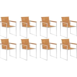 MAISON EXCLUSIVE - Chaises de jardin lot de 8 avec coussins bois d'acacia massif