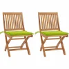 MAISON EXCLUSIVE - Chaises de jardin lot de 2 avec coussins vert vif bois de teck