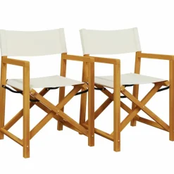 MAISON EXCLUSIVE - Chaises de réalisateur pliables lot de 2 blanc crème tissu