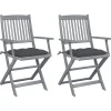 MAISON EXCLUSIVE - Chaises pliables d'extérieur lot de 2 et coussins bois d'acacia