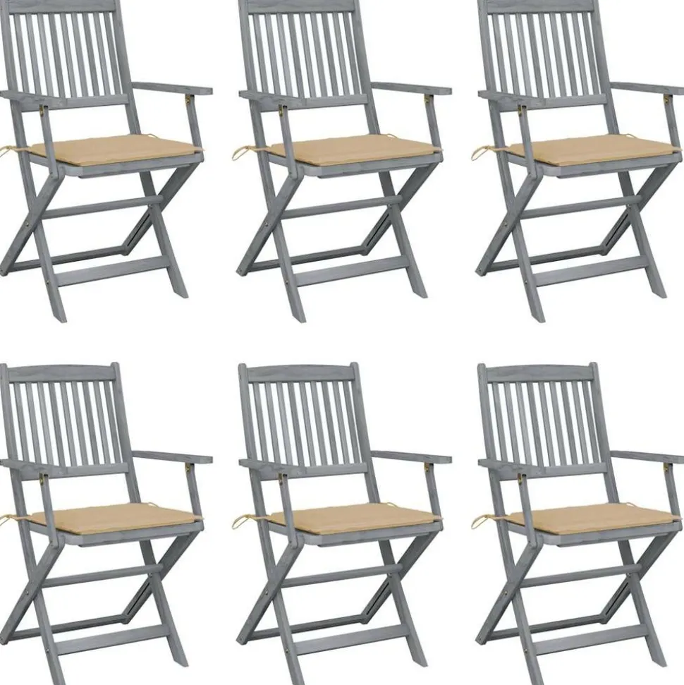 MAISON EXCLUSIVE - Chaises pliables d'extérieur lot de 6 et coussins bois d'acacia