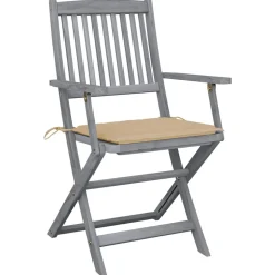 MAISON EXCLUSIVE - Chaises pliables d'extérieur lot de 6 et coussins bois d'acacia