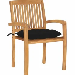 MAISON EXCLUSIVE - Chaises de jardin empilables avec coussins lot de 8 teck solide
