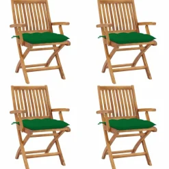 MAISON EXCLUSIVE - Chaises pliables de jardin avec coussins lot de 4 teck solide