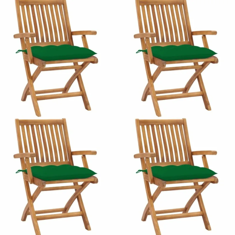 MAISON EXCLUSIVE - Chaises pliables de jardin avec coussins lot de 4 teck solide