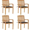 MAISON EXCLUSIVE - Chaises de jardin empilables avec coussins lot de 4 teck solide