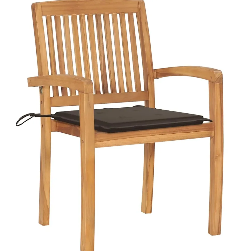 MAISON EXCLUSIVE - Chaises de jardin empilables avec coussins lot de 4 teck solide