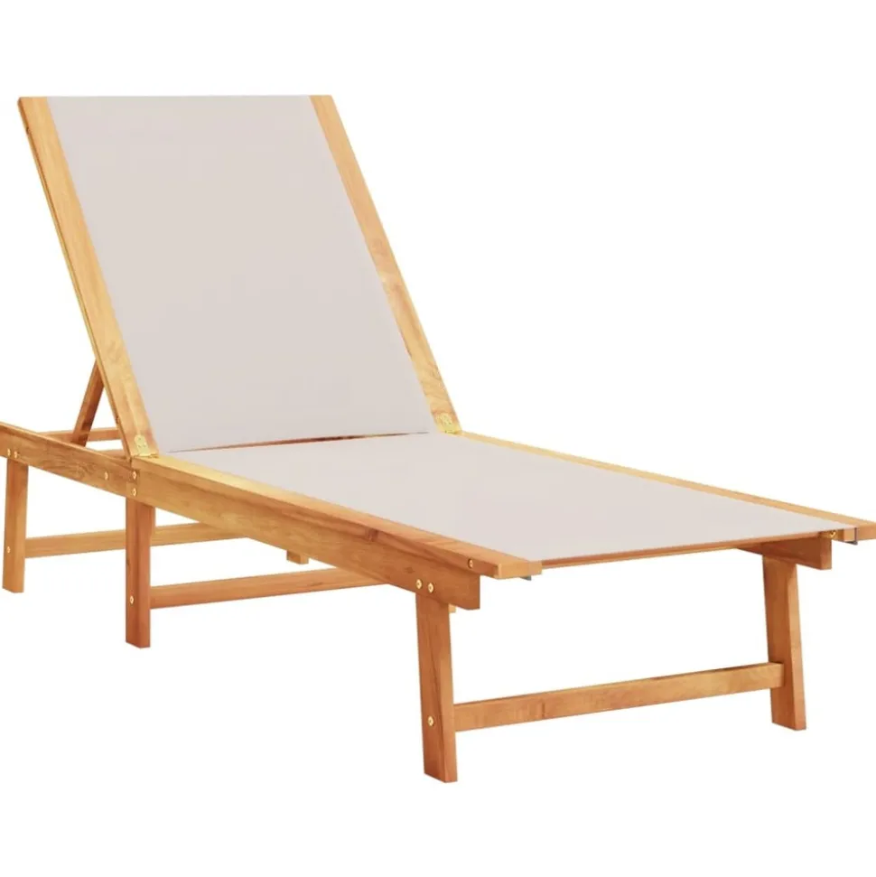 MAISON EXCLUSIVE - Chaises longues lot de 2 gris bois acacia solide et textilène