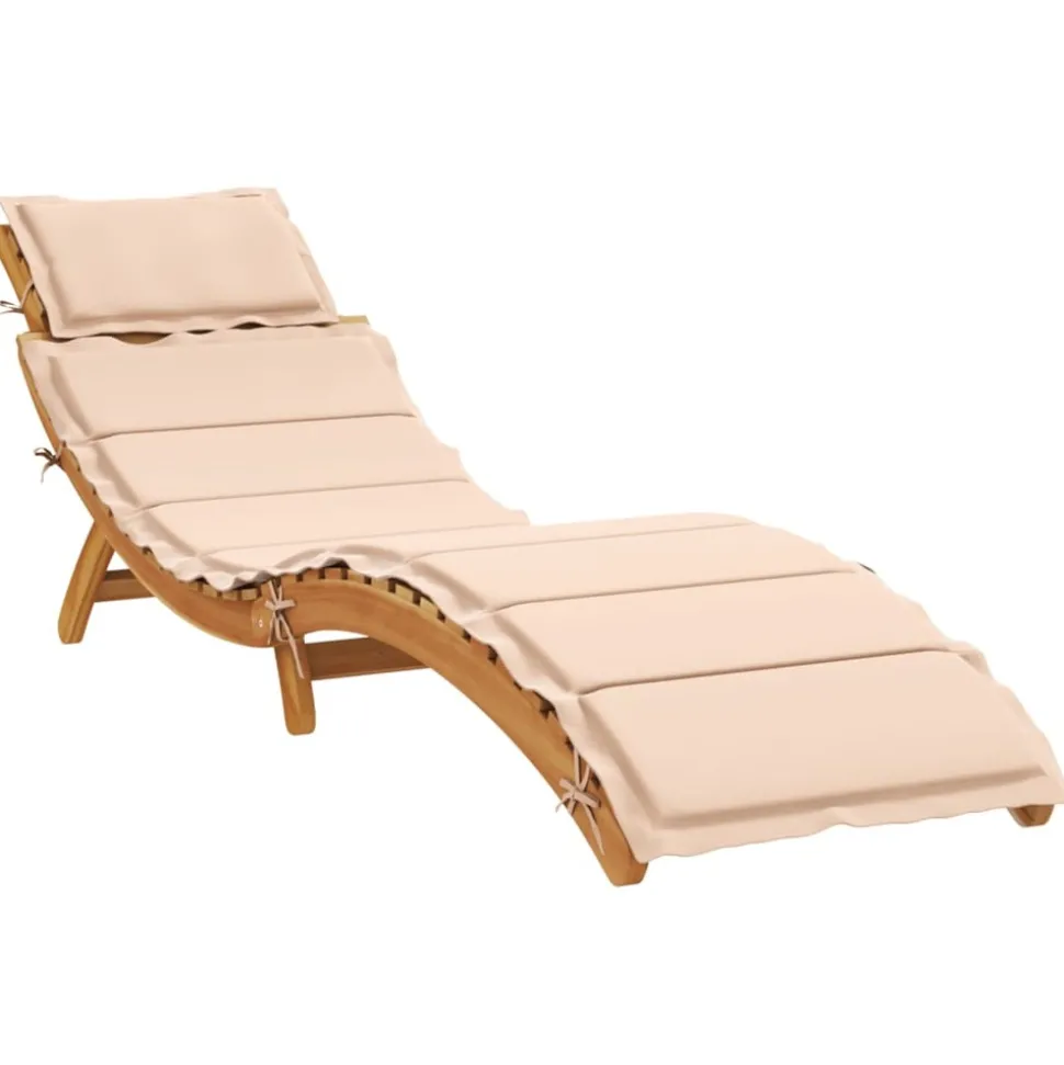 MAISON EXCLUSIVE - Chaises longues avec coussins lot de 2 beige bois massif acacia