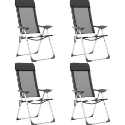 MAISON EXCLUSIVE - Chaises pliables de camping lot de 4 noir aluminium