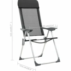 MAISON EXCLUSIVE - Chaises pliables de camping lot de 4 noir aluminium