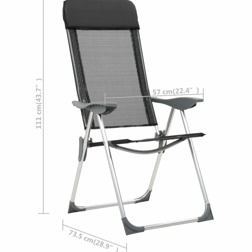 MAISON EXCLUSIVE - Chaises pliables de camping lot de 4 noir aluminium