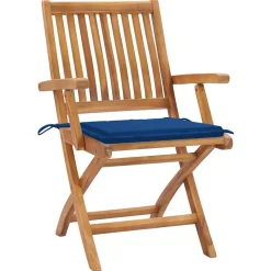 MAISON EXCLUSIVE - Chaises de jardin lot de 2 et coussins bleu royal bois de teck