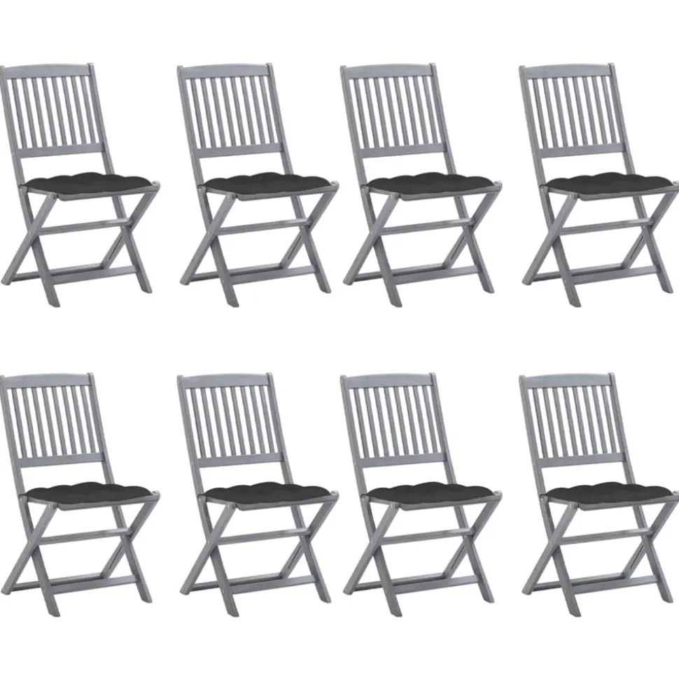MAISON EXCLUSIVE - Chaises pliables d'extérieur lot de 8 et coussins bois d'acacia