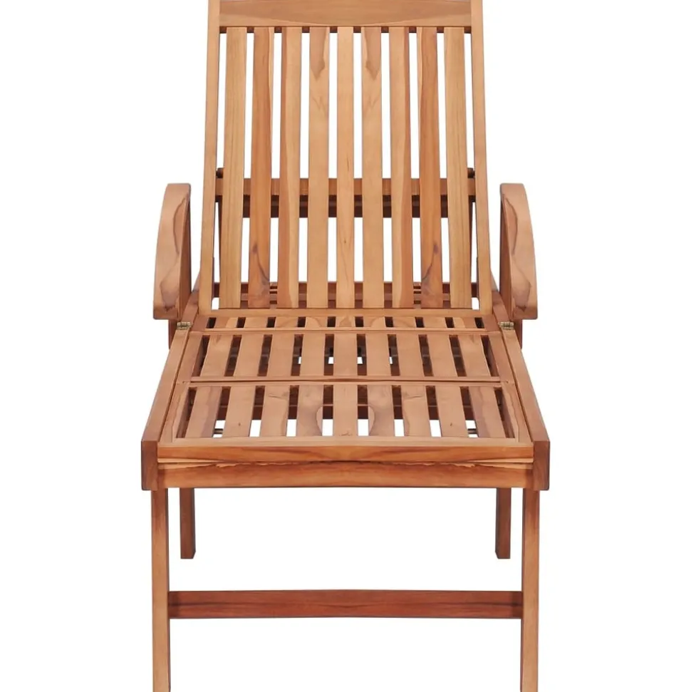 MAISON EXCLUSIVE - Chaises longues lot de 2 avec coussin beige bois de teck solide