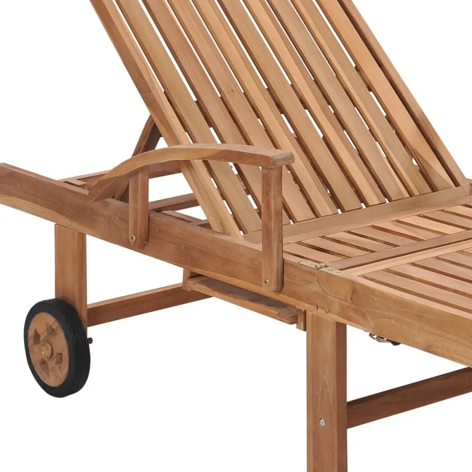 MAISON EXCLUSIVE - Chaises longues lot de 2 avec coussin beige bois de teck solide