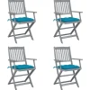 MAISON EXCLUSIVE - Chaises pliables d'extérieur lot de 4 et coussins bois d'acacia