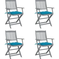 MAISON EXCLUSIVE - Chaises pliables d'extérieur lot de 4 et coussins bois d'acacia