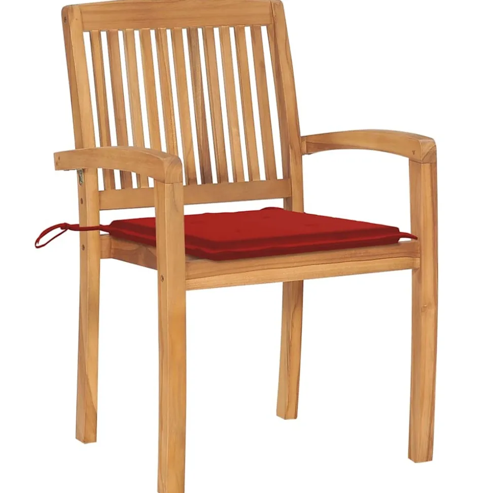 MAISON EXCLUSIVE - Chaises de jardin empilables avec coussins lot de 8 teck solide