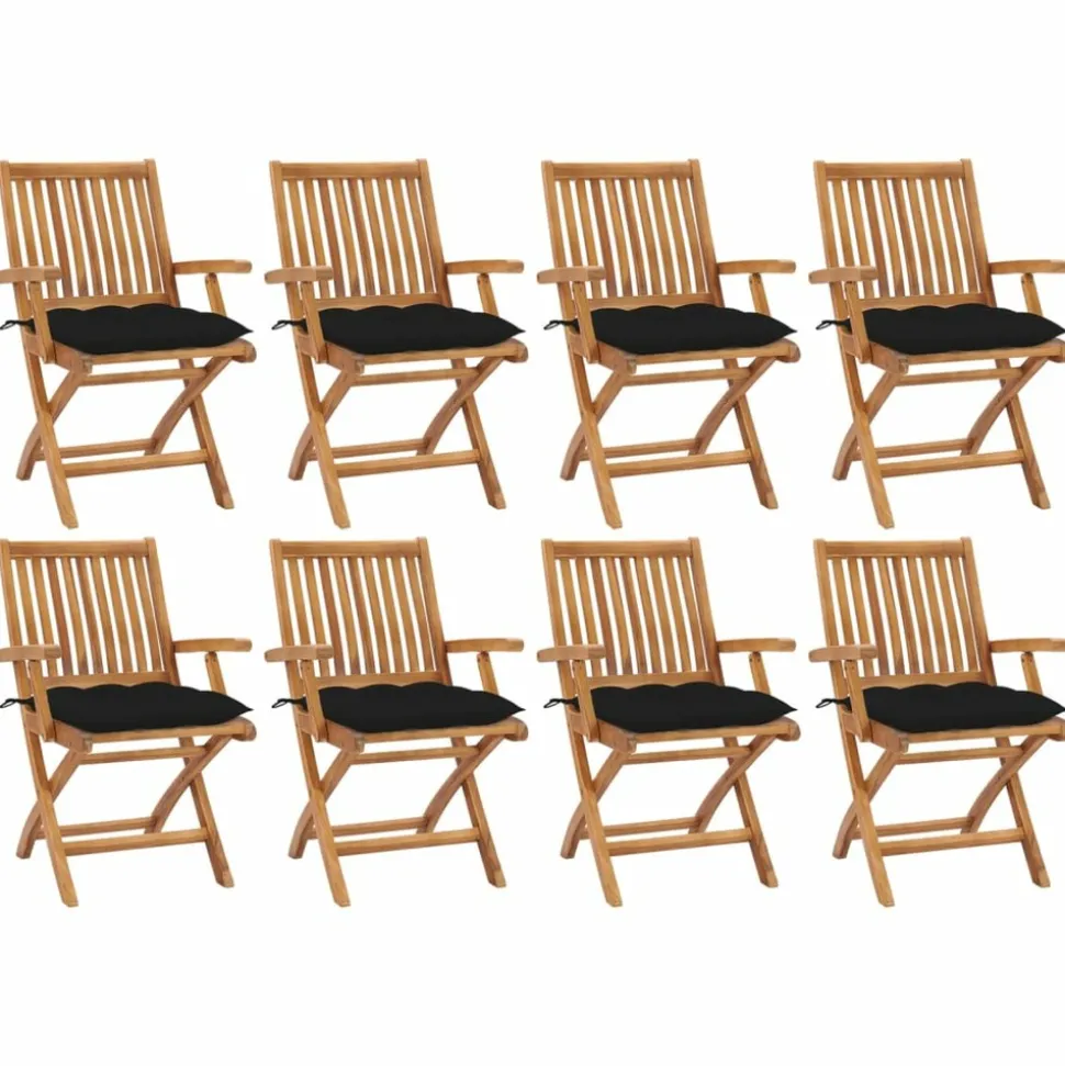 MAISON EXCLUSIVE - Chaises pliables de jardin avec coussins lot de 8 teck solide