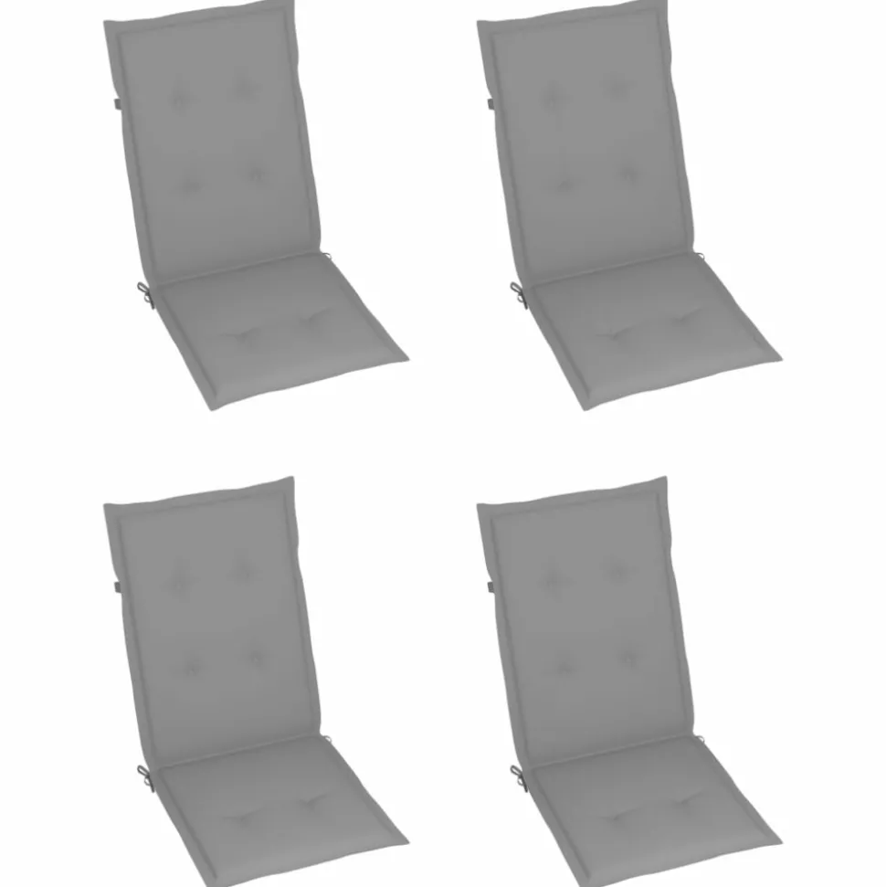 MAISON EXCLUSIVE - Chaises de jardin lot de 4 avec coussins gris bois teck solide