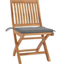 MAISON EXCLUSIVE - Chaises de jardin lot de 2 et coussins gris bois de teck massif