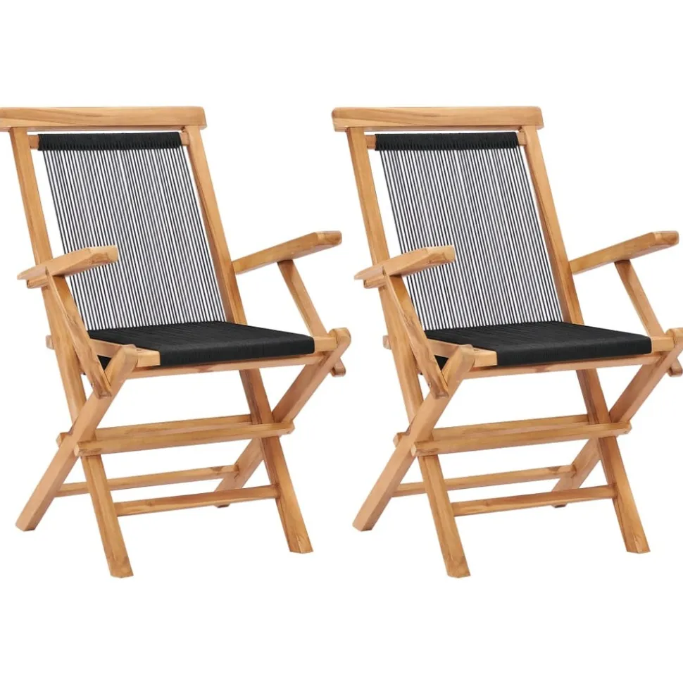 MAISON EXCLUSIVE - Chaises pliables de jardin lot de 2 bois teck solide et corde