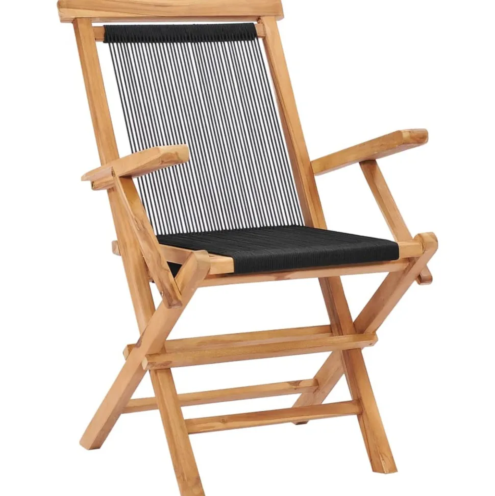 MAISON EXCLUSIVE - Chaises pliables de jardin lot de 2 bois teck solide et corde