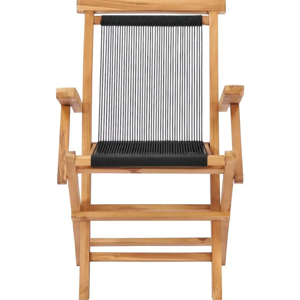 MAISON EXCLUSIVE - Chaises pliables de jardin lot de 2 bois teck solide et corde