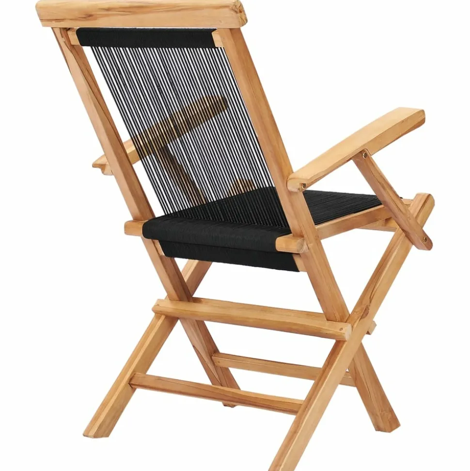 MAISON EXCLUSIVE - Chaises pliables de jardin lot de 2 bois teck solide et corde