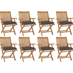 MAISON EXCLUSIVE - Chaises pliables de jardin avec coussins lot de 8 teck solide