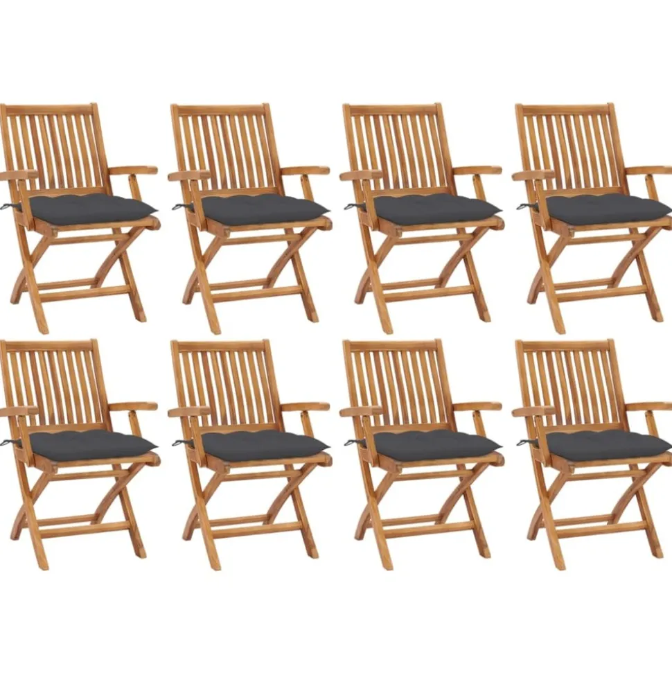 MAISON EXCLUSIVE - Chaises pliables de jardin avec coussins lot de 8 teck solide