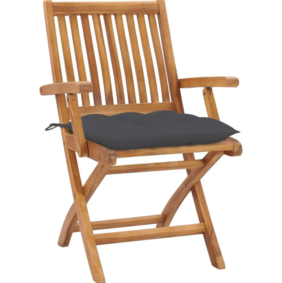 MAISON EXCLUSIVE - Chaises pliables de jardin avec coussins lot de 8 teck solide