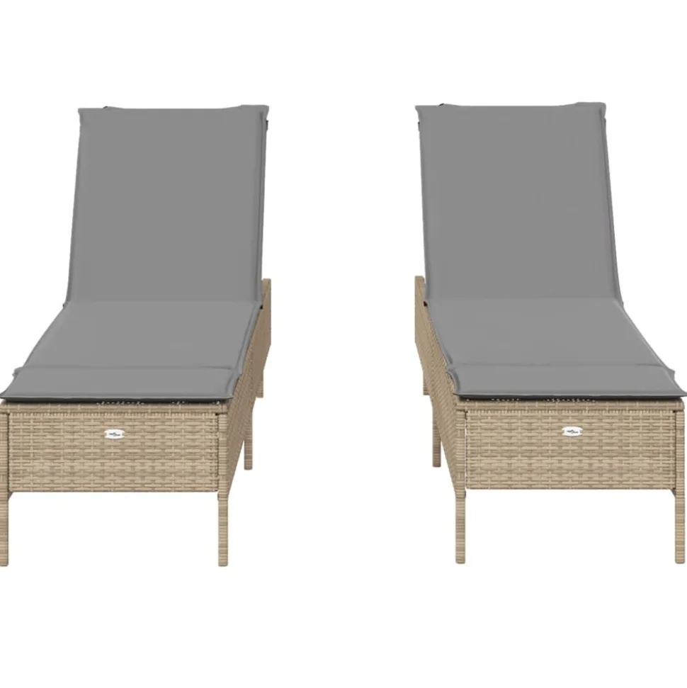 MAISON EXCLUSIVE - Chaises longues avec coussins lot de 2 beige résine tressée