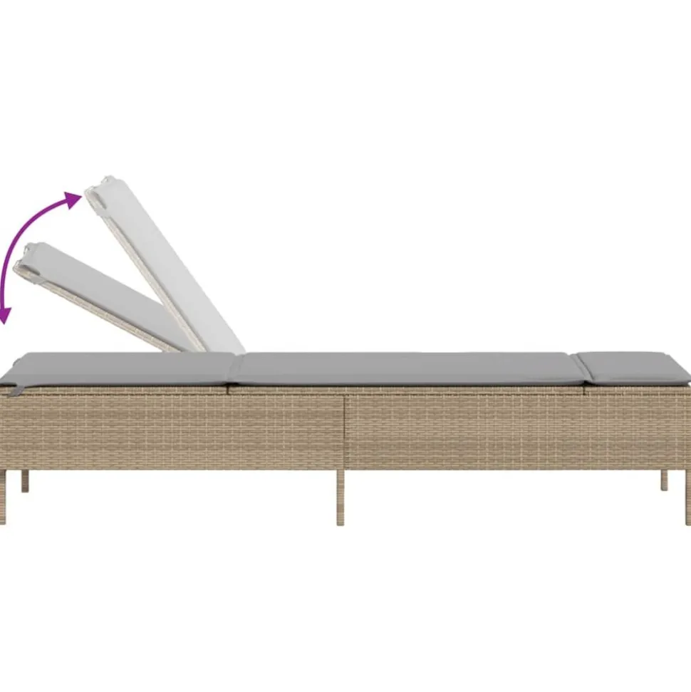 MAISON EXCLUSIVE - Chaises longues avec coussins lot de 2 beige résine tressée