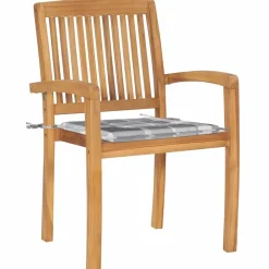 MAISON EXCLUSIVE - Chaises de jardin lot de 2 avec coussins à carreaux gris teck