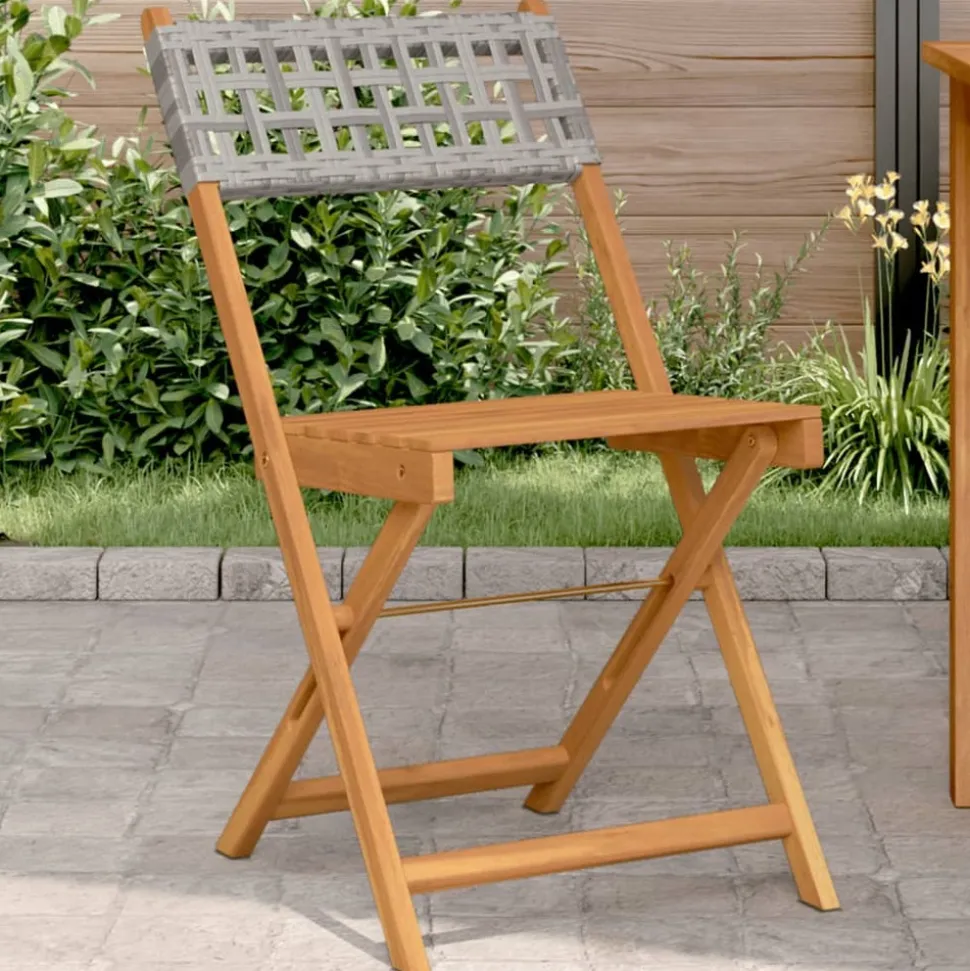 MAISON EXCLUSIVE - Chaises de bistrot lot de 2 gris bois massif d'acacia et rotin