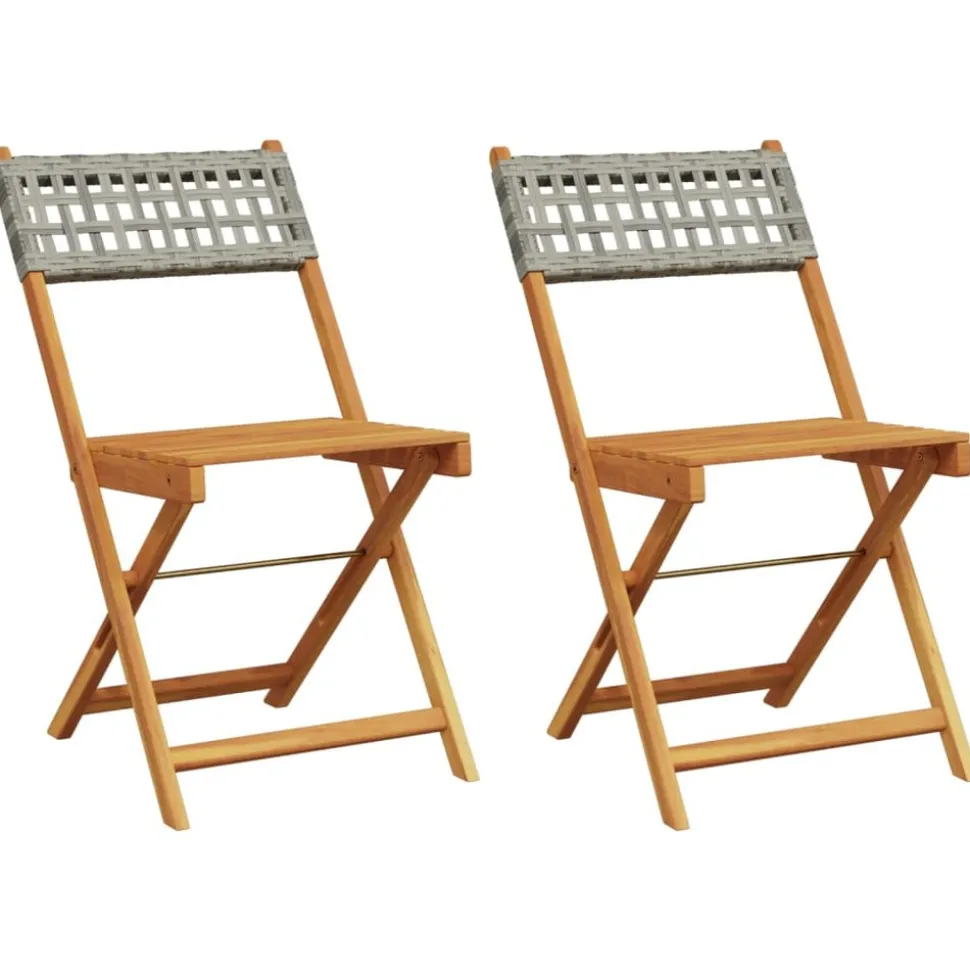 MAISON EXCLUSIVE - Chaises de bistrot lot de 2 gris bois massif d'acacia et rotin