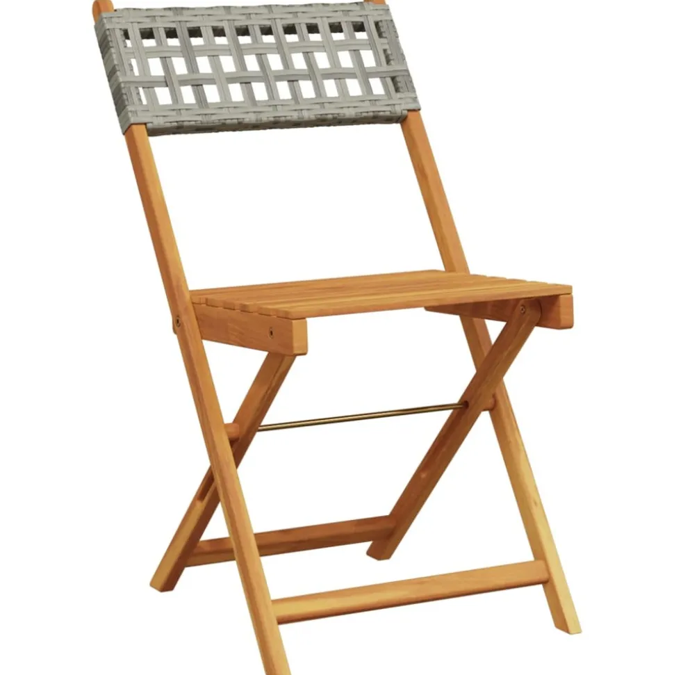 MAISON EXCLUSIVE - Chaises de bistrot lot de 2 gris bois massif d'acacia et rotin