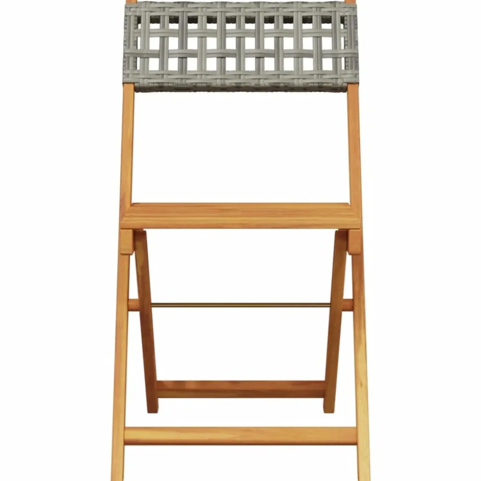 MAISON EXCLUSIVE - Chaises de bistrot lot de 2 gris bois massif d'acacia et rotin