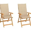 MAISON EXCLUSIVE - Chaises de jardin lot de 2 et coussins beige bois teck massif