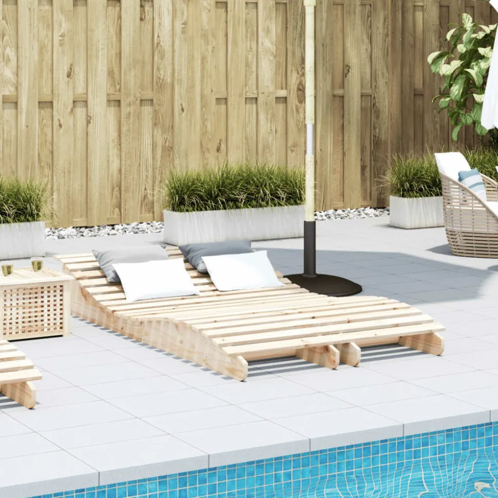 MAISON EXCLUSIVE - Chaises longues lot de 2 205x60x31,5cm bois massif de pin