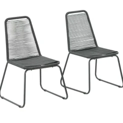 MAISON EXCLUSIVE - Chaises d'extérieur lot de 2 résine tressée noir